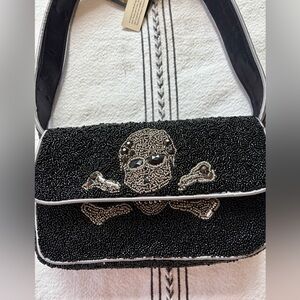 India Boutique Black Beaded Crossbody Bag